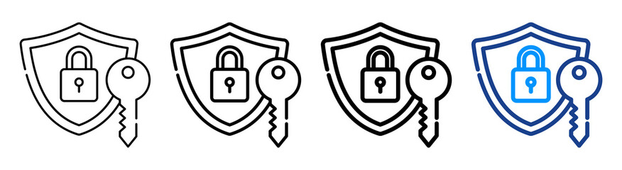 Private Key Icon Multiple Outline Collection Set