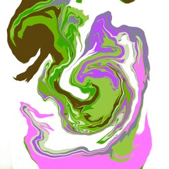 A modern digital abstract painting illustrates a random background image formed by the harmonious synergy of colors.