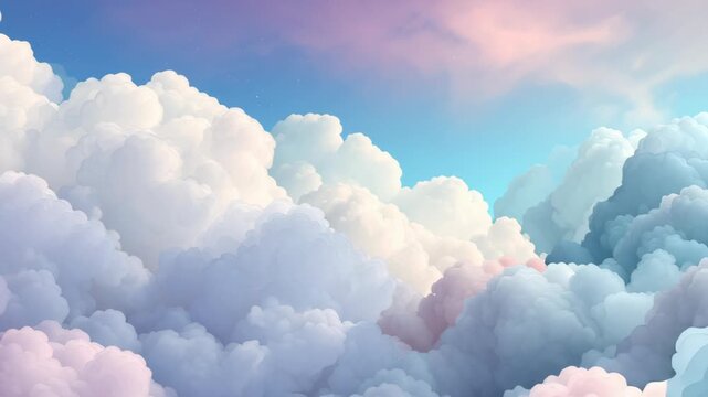 Soft Pastel Clouds Float Gently in Serene Sky Creating Dreamy and Tranquil Atmosphere