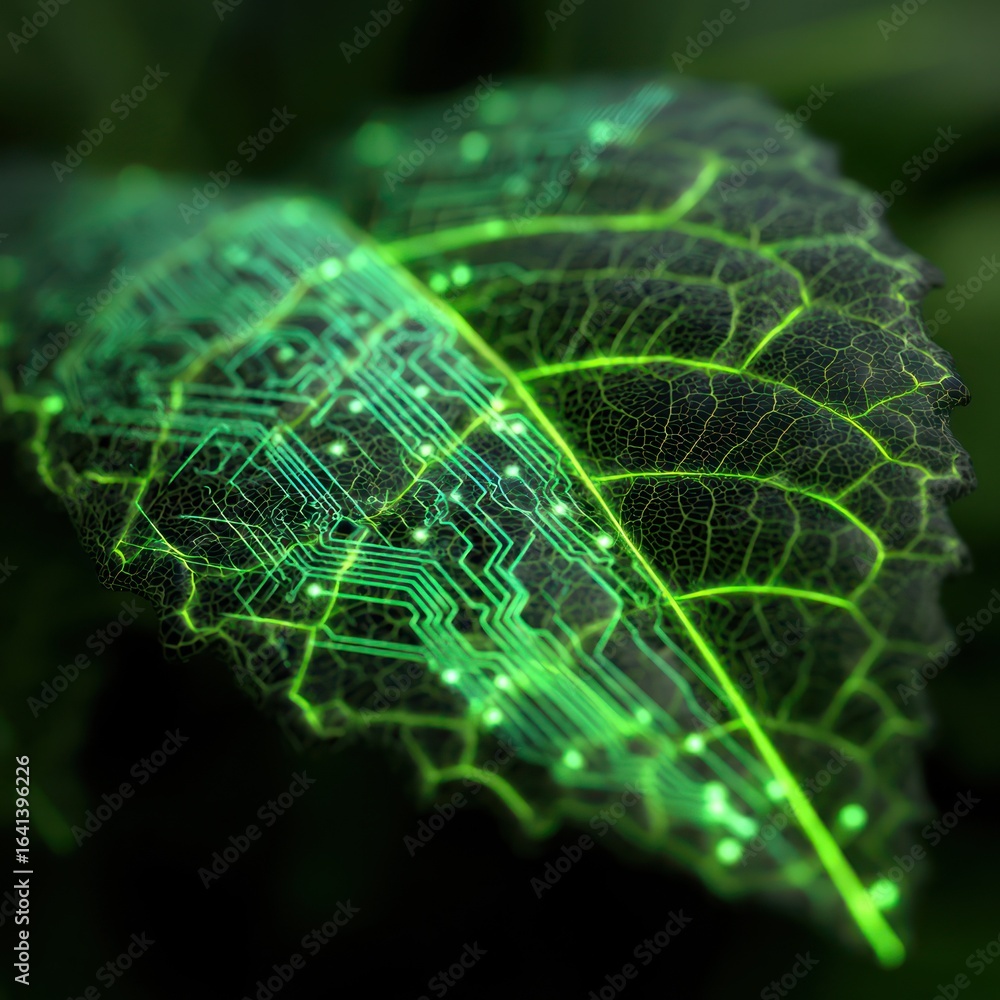 Poster digital leaf circuit board pattern