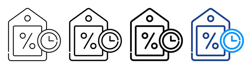 Temporary Offer Icon Multiple Outline Collection Set