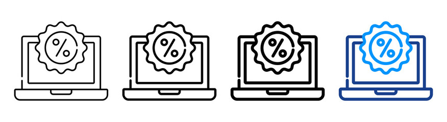 Online Discounts Icon Multiple Outline Collection Set