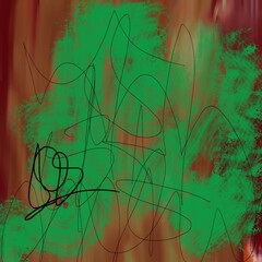 A modern digital abstract painting illustrates a random background image formed by the harmonious synergy of colors.