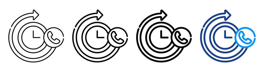 24 Hours Support Icon Multiple Outline Collection Set