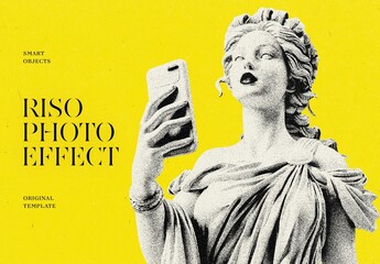 Grainy Risographic Photo Effect Mockup