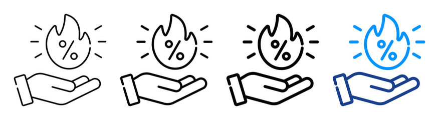 Hot Deal Icon Multiple Outline Collection Set