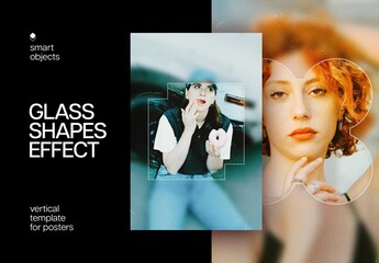 Glass Cutout Poster Photo Effect Mockup