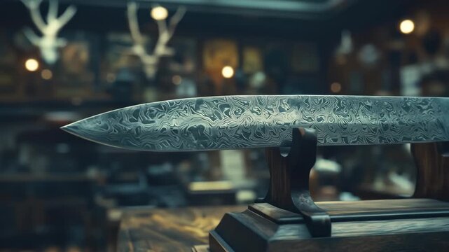 Ornate blade on display