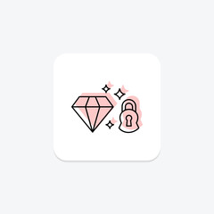 Diamond Lock And Key Set, vector, pixel perfect, illustrator file