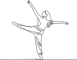 Elegant ballet dancer performing a graceful pose in line art style © NASRIN