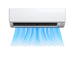  Wall-Mounted Air Conditioner Emitting Cold Wind Waves, Front View, transparent background png