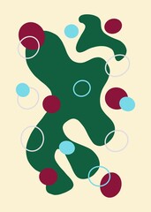 A modern digital abstract painting illustrates a random background image formed by the harmonious synergy of colors.