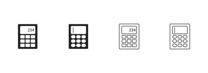 Calculator icon set illustration. Accounting calculator sign and symbol.
