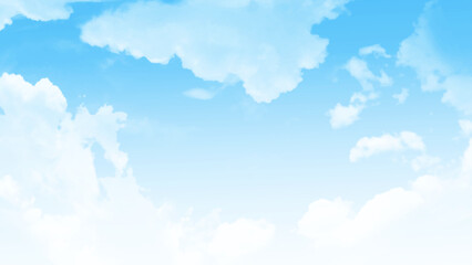 Beautiful universally cloudscape background. Blue sky with white soft clouds. Summer background. Clearing day and good weather in the morning. Vector art