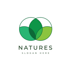 Leaf logo circle concept line logo design vector