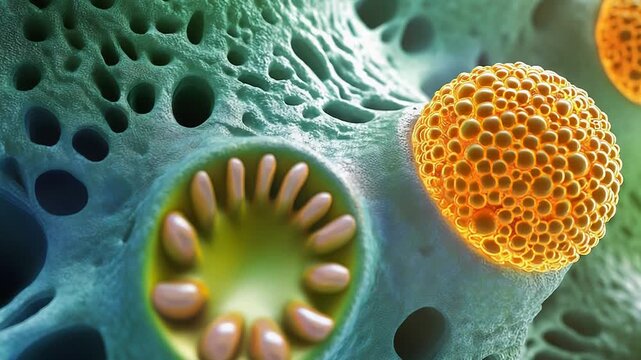 Osteoblast generating bone matrix and trabecula showing lacunae and canaliculi