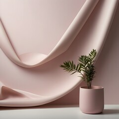 Draped in Pink: A Minimalist Display of Greenery