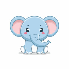 Naklejka premium Adorable Cartoon Elephant Illustration for Children's Books and Educational Resources