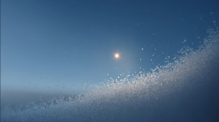 solitary star shines brightly against backdrop of pristine blue sky creating ultrabright focal point on