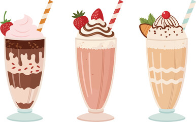 Set of Milkshake vector design, Milkshake logo design, Milkshake vector design in white background