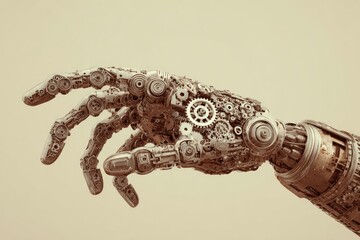 Detailed mechanical hand reaching out