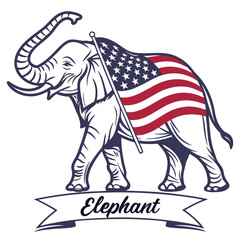 elephant American flag printed style.