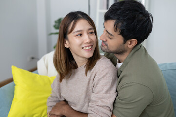 couple smile and happy hug each other eyes, cuddling, warm hugs, young love, married couple, warm...
