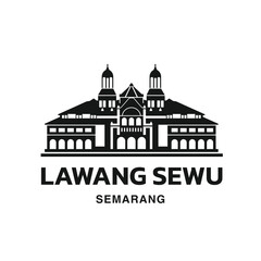Indonesian building landmark, cultural building icon in semarang , lawang sewu monument in Flat style