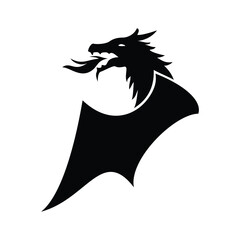 dragon silhouette design. mythology animal symbol.