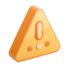 3D Orange Triangle Warning Sign with Exclamation Mark for Alert, Caution, and Safety Notifications