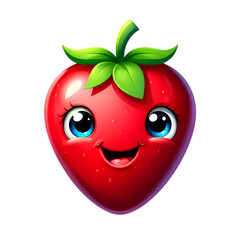 Obraz premium Cute Cartoon Strawberry Vibrant Red Fruit Illustration Perfect for Branding Websites and Digital Projects isolated on transparent background