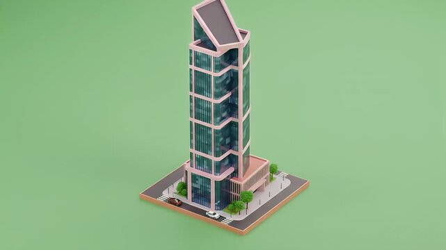Growing Modern Tower in Animation