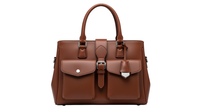 Structured satchel bag with top handles, isolated on white background