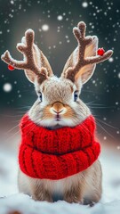 Cute Bunny in Winter Wonderland