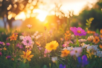 Fototapeta premium Beautiful flower garden flowers outdoors sunlight.