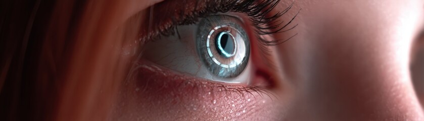 A student attending a virtual lecture via smart contact lens