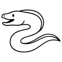 Fototapeta premium Cute cartoon outline illustration of smiling eel isolated on white background