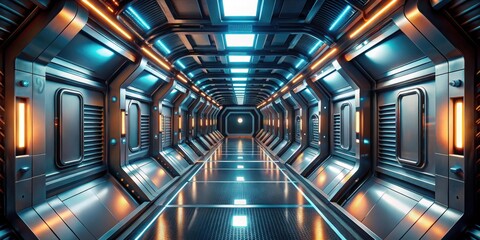 Modern Spaceship Corridor With Sleek