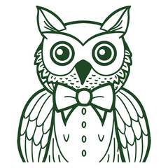 Charming owl wearing a stylish bowtie and suspenders depicted in a sophisticated pose