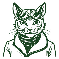 Cool cat wearing a leather biker jacket and aviator sunglasses digital illustration