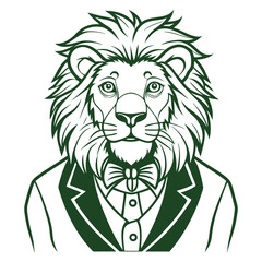 Sophisticated lion wearing victorian waistcoat and monocle elegant gentleman animal portrait