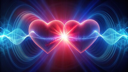 Obraz premium Two hearts beating in harmony as they create profiles facing each other on a digital canvas