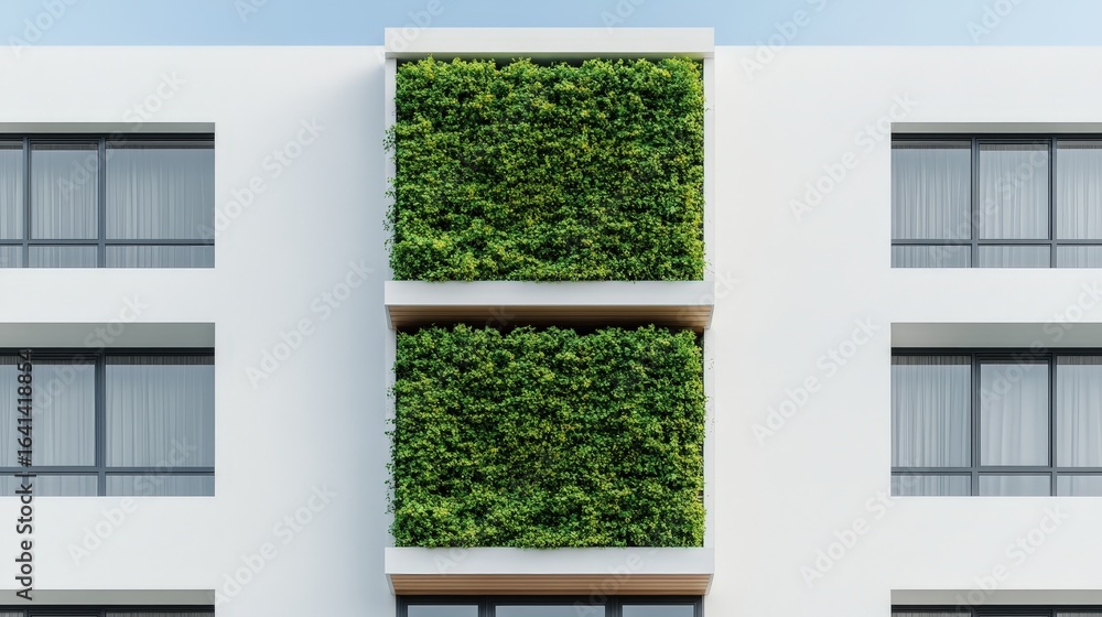 Aufkleber modern building facade featuring minimalistic design with large windows and two rectangular vertical