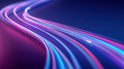 Dynamic light trails background with blue and purple hues, symbolizing speed, technology, and futuristic concepts