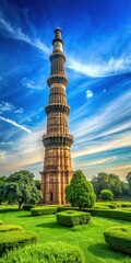 Obraz premium Ancient monument standing tall amidst lush greenery and blue sky