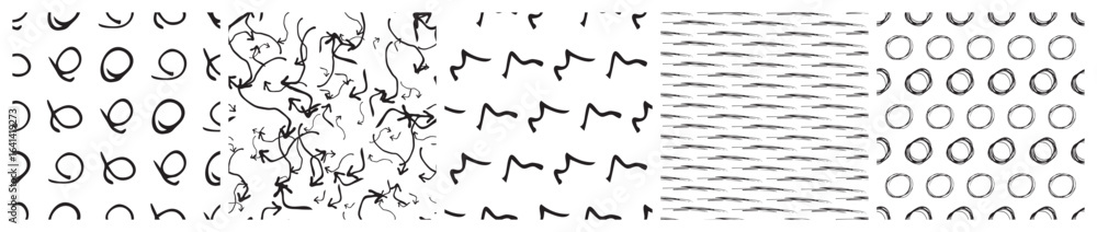 Aufkleber set of seamless patterns with scribble smears