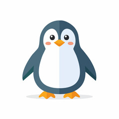 Obraz premium Adorable cartoon penguin illustration with a minimalist design on a white background