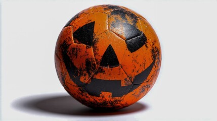 Festive Halloween Soccer Ball with Jack-o'-Lantern Face for Holiday Sports Themes and Fun