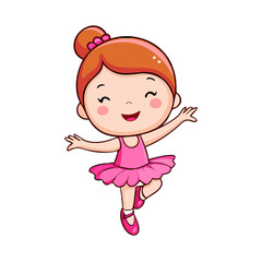 Adorable Cartoons Ballerina Dancing Joyfully With Transparent Background

