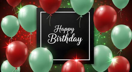  Festive Birthday Celebration Frame with Colorful Balloons and Chalkboard Greeting